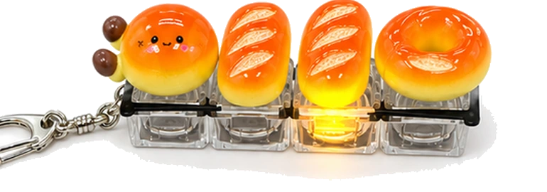 Clicky Bits bread keyboard clicker keychain