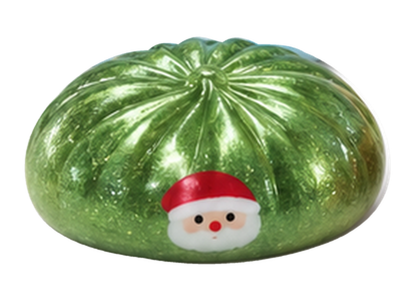Green Christmas dumpling squishy with a Santa face