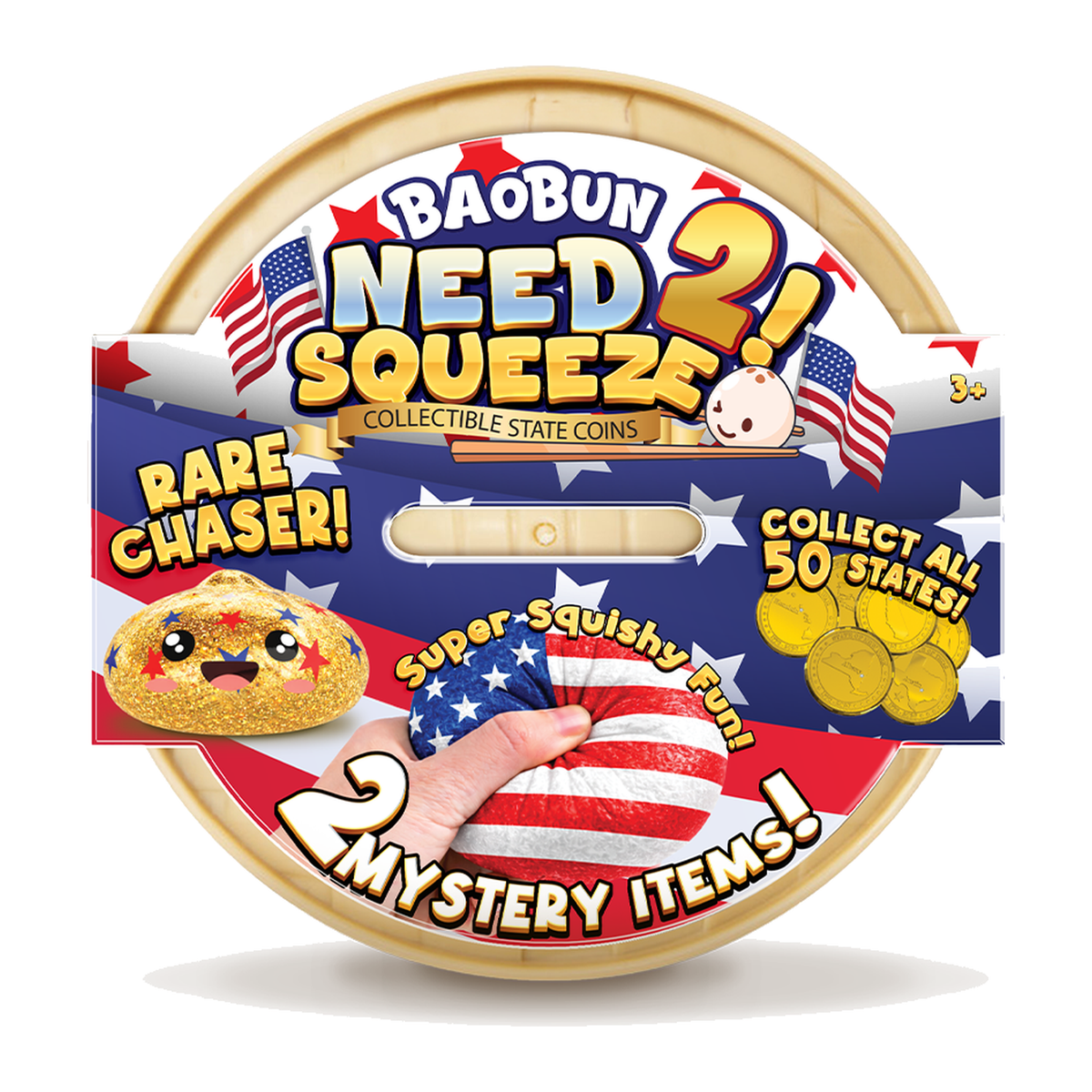 Happy Birthday America PU Bao Bun with Token Squishy Toy