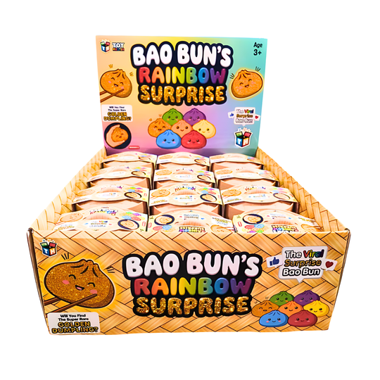 Bao Bun Rainbow Surprise Series 1 collectible squishy toy packaging and character view